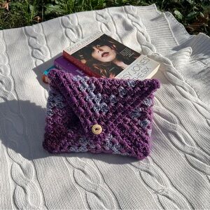 Handmade Crochet Purple Book Sleeve!